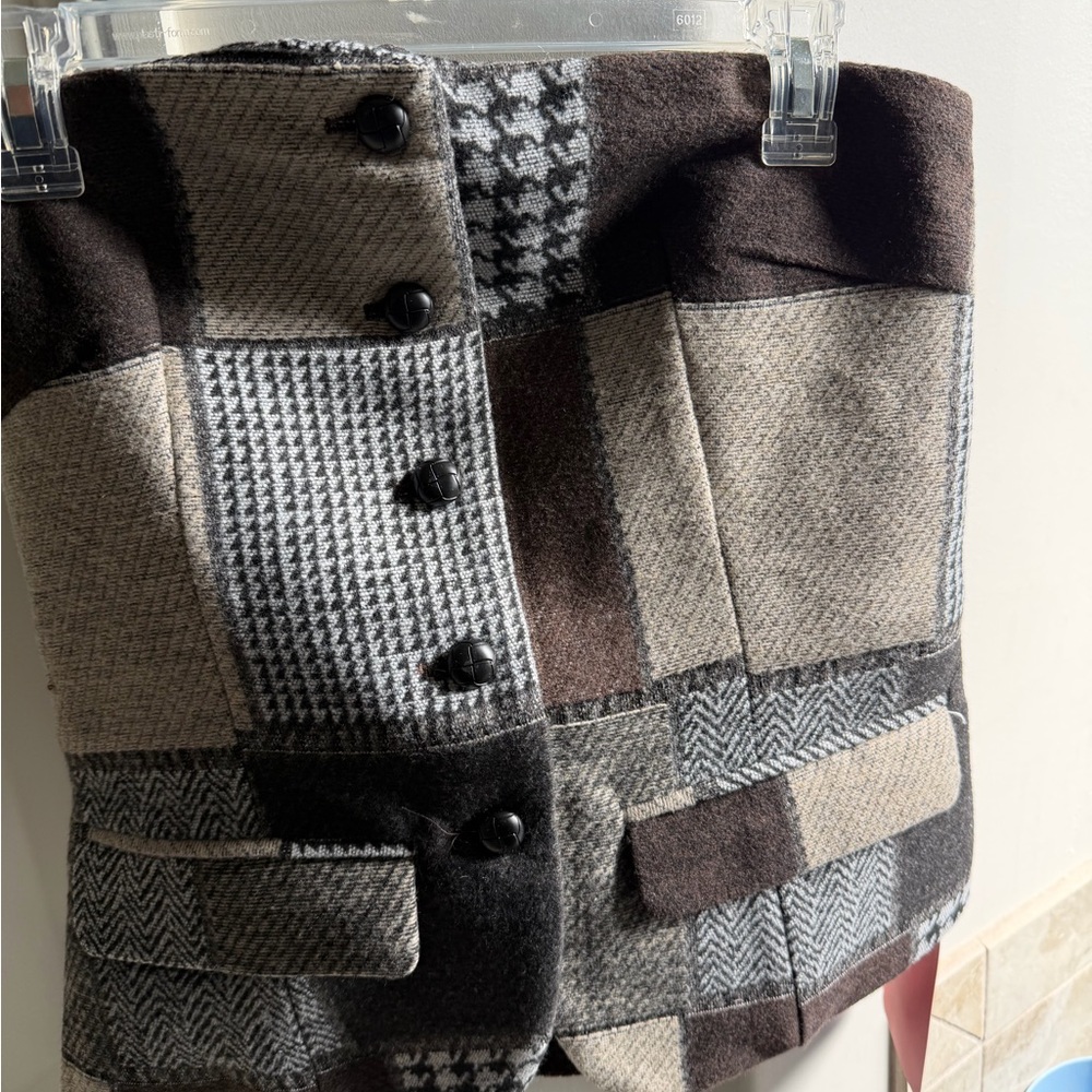 Patchwork Strapless Buttoned Top - image 2